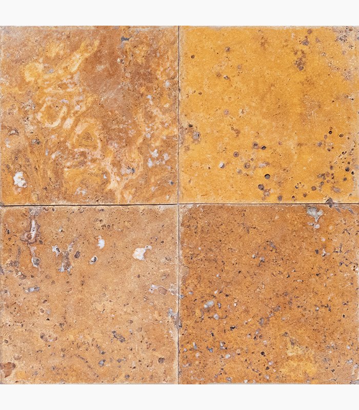 4x4 GOLD Tumbled Travertine TILE | Stone-Mart