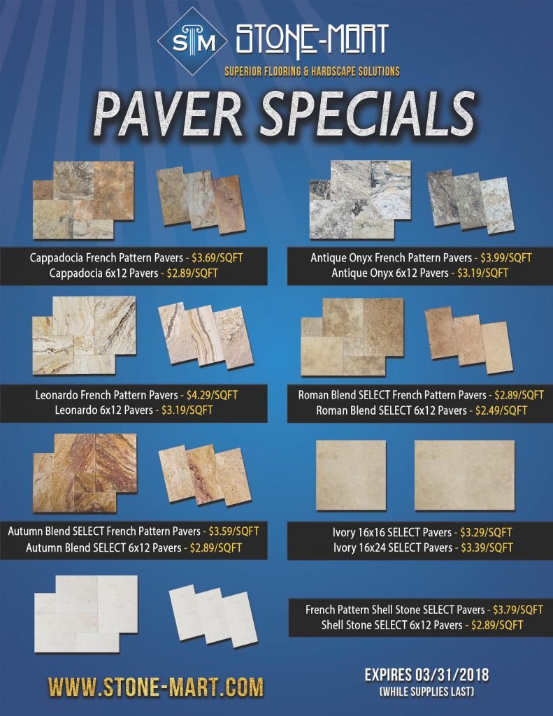 Paver Specials Feb. 2018 - Stone-Mart